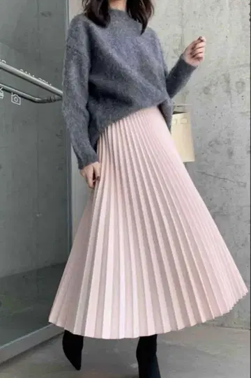 벌스데이 바쉬 핑크 플리츠 롱 스커트