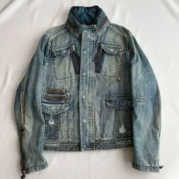 MARITHE FRANCOIS GIRBAUD 데미지 가공 데님 자켓