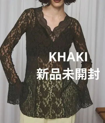 카키 AMERI COMBINATION LACE TOP 아메리빈티지