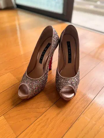 COMEX 글리터 오픈토 하이힐 새상품급