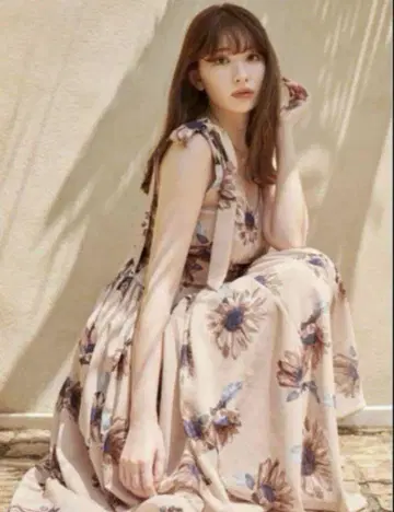 herlipto Sunflower-Printed Midi Dress S