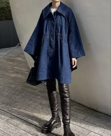 CLANE 데님 케이프 코트