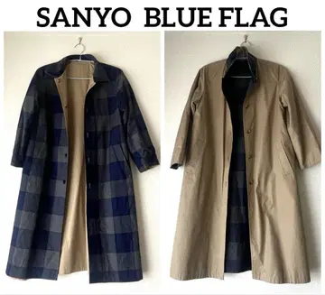 초 레어 빈티지 삼양상회 리버서블 스텐카라 코트 체크 무늬