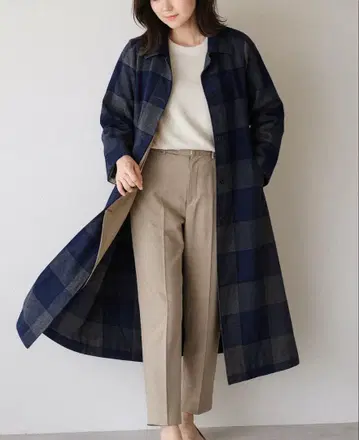 초 레어 빈티지 삼양상회 리버서블 스텐카라 코트 체크 무늬