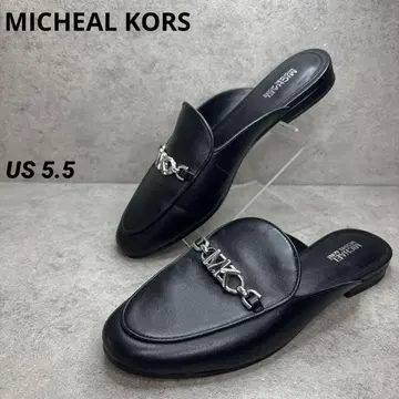 컨디션 최상! MICHAELKORS 가죽 뮬 샌들 플랫 블랙