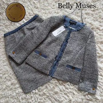 택 포함 새상품 Belly Muses 트위드 스커트 셋업 블루 계열 M
