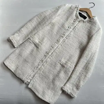 ZARA 베이직 노카라 자켓 화이트 롱 포멀