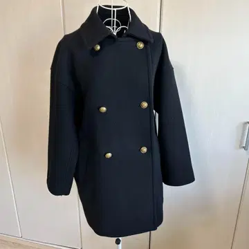 FRAMeWORK Super 100 더블 크로스 P 코트 블랙