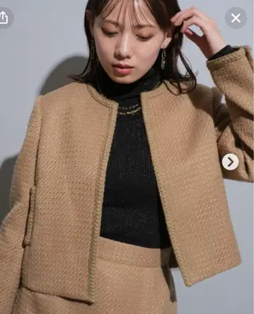 새상품급 Mystrada 트위드 자켓 베이지 S