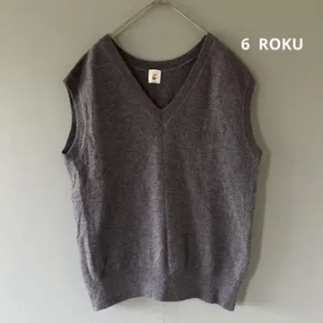6(ROKU) 울 보일 니트 베스트 그레이