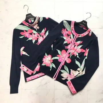 새상품급 LEONARD 레오나르 가디건 앙상블 캐시미어 42