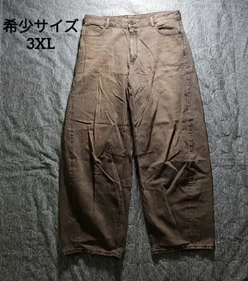 레어 사이즈 3XL 배럴 레그 청바지 데미지 가공 와이드 팬츠 완판템