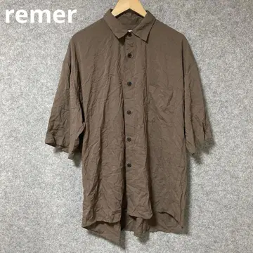 remer 브라운 반팔 셔츠 주름 가공