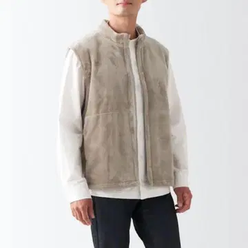 무인양품 착용 담요 베스트 L 사이즈 풀 집업 베스트 MUJI 베이지