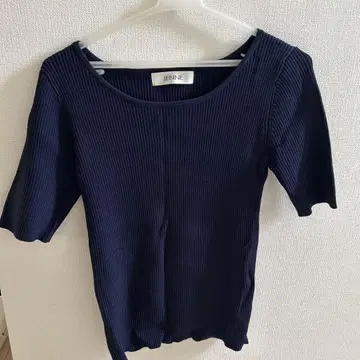 JENNE 네이비 리브 반팔 M 사이즈
