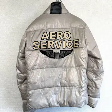 AVIREX 충전솜 패딩 자켓 빅 로고 M 베이지 자켓