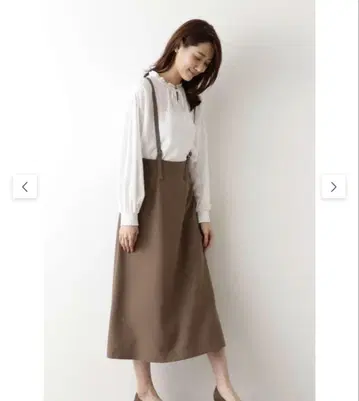 내추럴 뷰티 베이직 서스펜더 부착 스커트 M 사이즈 브라운