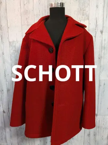 SCHOTT 빨간색 싱글 울 코트 자켓