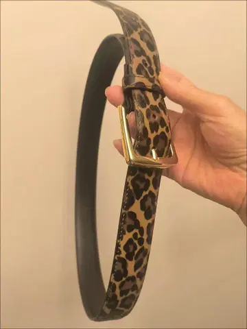 레오파드 무늬 가죽 벨트 골드 버클 80cm