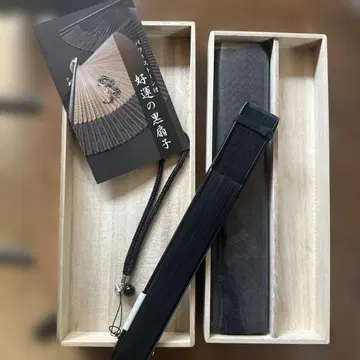 마이센도 파워스톤 오닉스 부착 블랙 부채 새상품