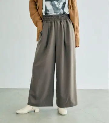 렙심 개더 와이드 팬츠 AW 모카