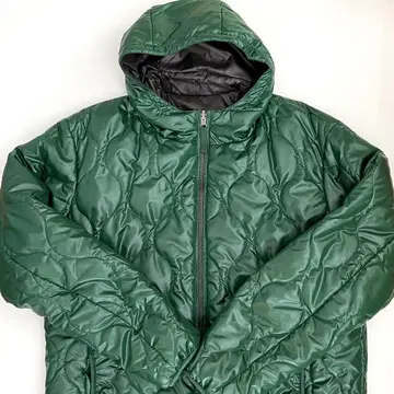 유니클로 후드 부착 퀼팅 자켓 그린 XL 리버서블