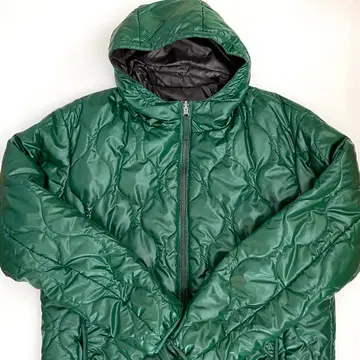 유니클로 후드 부착 퀼팅 자켓 그린 XL 리버서블