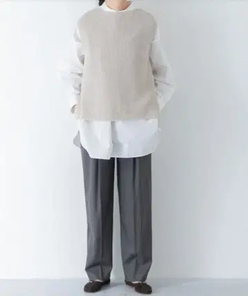 kagure 린넨 코튼 니트 베스트