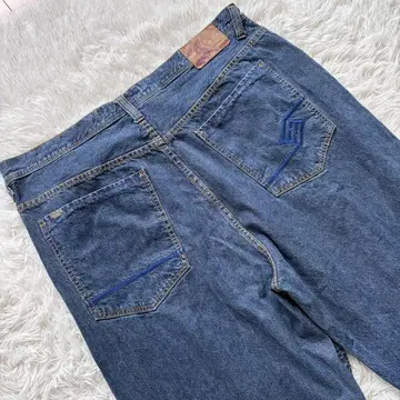 초극태 90s ENYCE 배기진 자수 와이드 데님 오버 사이즈