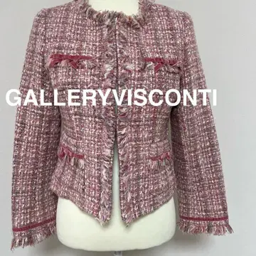 갤러리 비스콘티 노카라 핑크 트위드 자켓 2