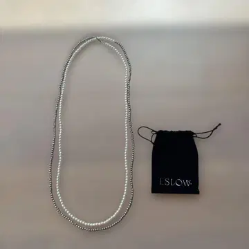 에슬로우 eslow 롱 목걸이 펄 실버 이에나 별주