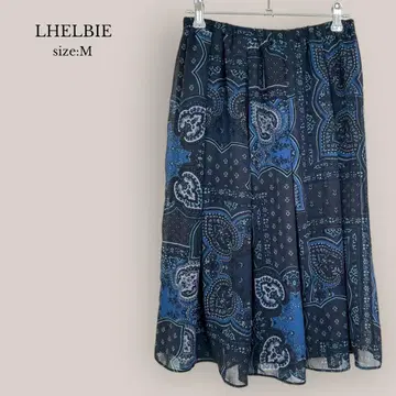 렐비 LHELBIE 플레어 스커트 종아리 기장 페이즐리 올 패턴 밴딩