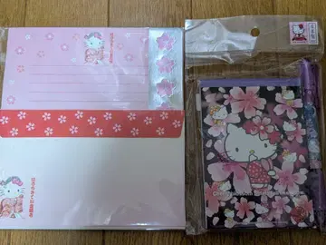 산리오 헬로키티 산리오 가부키 편지지 벚꽃 메모장 볼펜