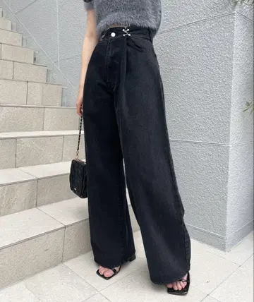 chico 박스턱 와이드 데님 팬츠