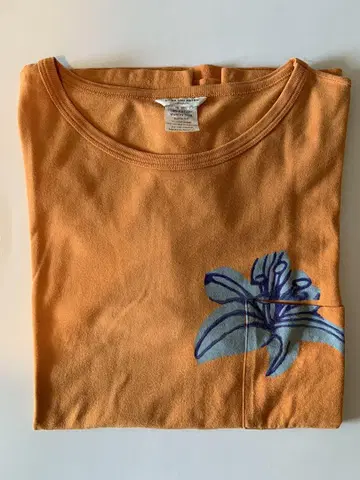 [ DRIES VAN NOTEN ] 남성용 오렌지 T셔츠 꽃 프린트