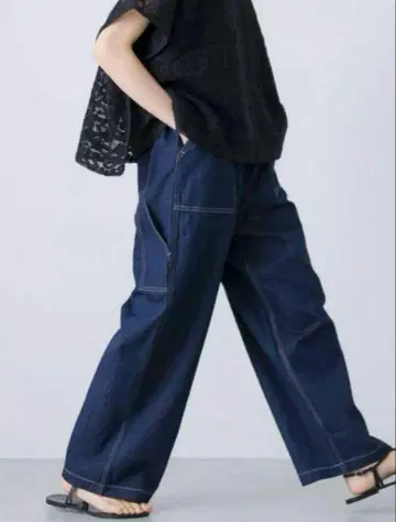 미사용 카구레 코튼 린넨 데님 페인터 팬츠