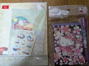 산리오 헬로키티 기모노 레터 세트 편지지 벚꽃 메모장 볼펜