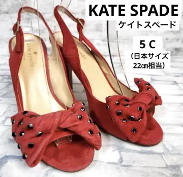 케이트 스페이드 리본 스웨이드 팩스트랩 큐빅 샌들