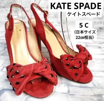 케이트 스페이드 리본 스웨이드 팩스트랩 큐빅 샌들