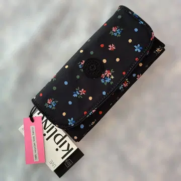 Kipling 꽃무늬 도트 장지갑 새상품, 미사용품