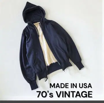 [ 70's VINTAGE USA제 ] 써멀 안감 알루미늄 지퍼 후드티