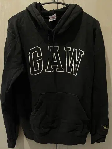 맨위즈 GAW 로고 블랙 후드 부착 후드티