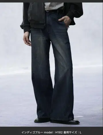 WYMLIDNM CURVED FLARE DENIM SLACKS L