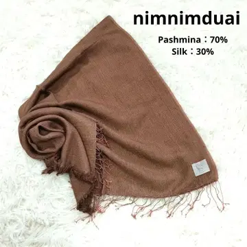 새상품급 nimnimduai 대형 실크 파슈미나 브라운 프린지 스톨
