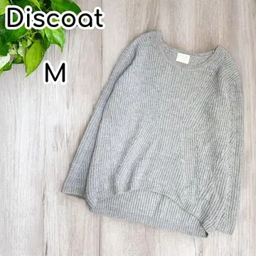 Discoat 크루넥 니트 리브 긴팔 울 혼방