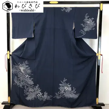 츠케사게 시보리 꽃풀 문양 네이비 철색 교육용 실 K-5264