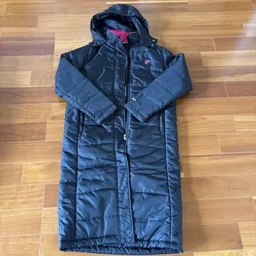 FILA 후드 부착 블랙 롱 코트