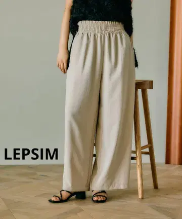 LEPSIM 린넨 라이크 드라이 시리즈 개더 와이드 스트레이트 팬츠