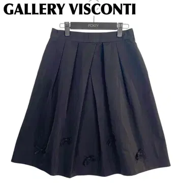 GALLERY VISCONTI 플레어 스커트 리본 M 블랙