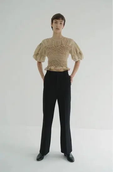 CLANE COLOR STITCHED SHIRRING TOPS